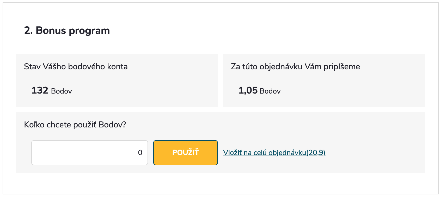 Čerpanie bodov